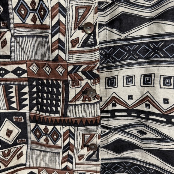 Chico's Men's silk Tribal Pattern Jacket - Black, Brown, White 12 - Picture 5 of 5